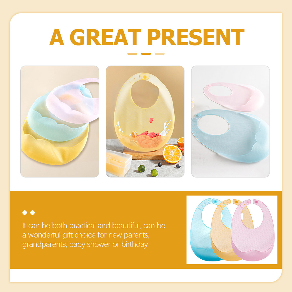 3 buah Celemek Bayi Silikon –  - Waterproof Baby Bibs Silicone ulasan dan harga