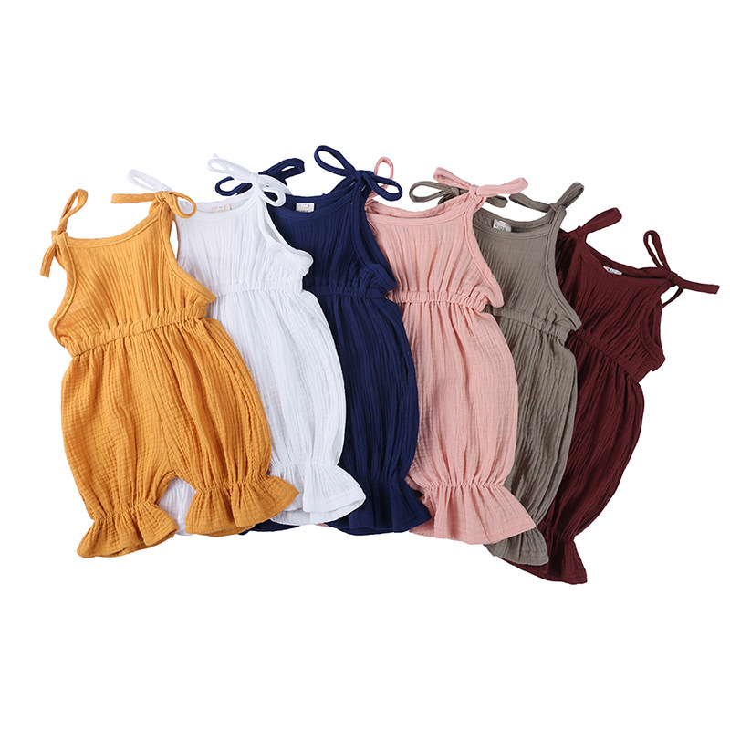 Pakaian Musim Panas Bayi Perem - Baby Summer Linen Sleeveless Jumpsuit ulasan dan harga
